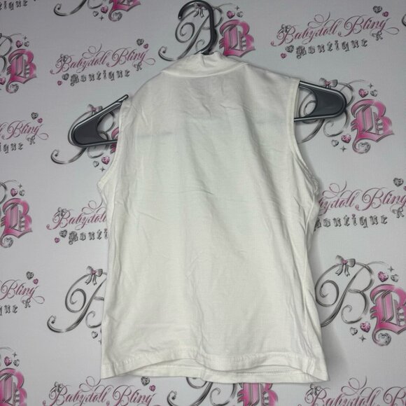 Xoxo hugs & kisses tank top bling holographic silver purple white mock neck y2k - Picture 4 of 6